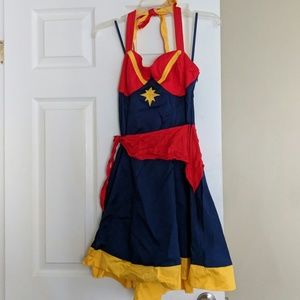 Captain Marvel pin up retro halter swing dress